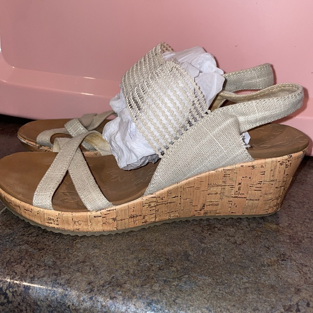 Skechers Cradle Comfortsole Linen & Mesh Sandals 9 - Picture 2 of 4